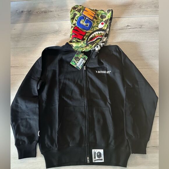 Bape A Bathing Ape World Gone Mad black with Green/White Camo XL New With‎ Tags - Picture 5 of 7